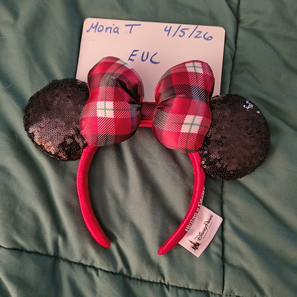 2018 Disney Plaid Bow Minnie Christmas ears